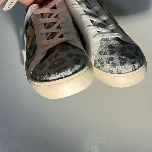 White Raven Silver sparkle cheetah/leopard print Y2K sneakers Women’s 10 - Picture 7 of 9